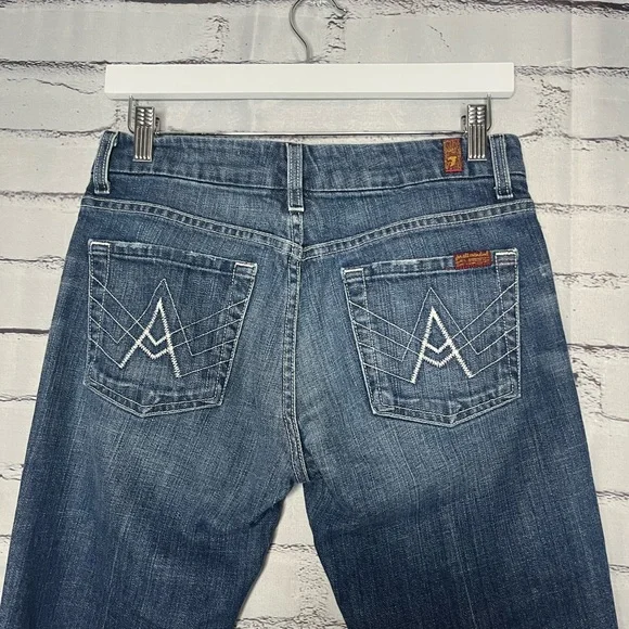 7 For All Mankind A Pocket Wide Leg Jeans Women’s 28×30 Dark Wash Relaxed Y2K - Picture 9 of 16